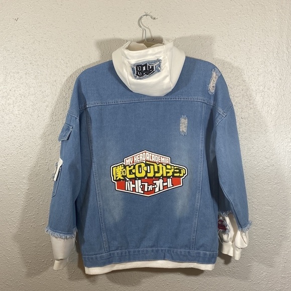 Boku no Hero Academia/My Hero Academia Denim Jacket Graphic Unisex Hoodie - Picture 1 of 10